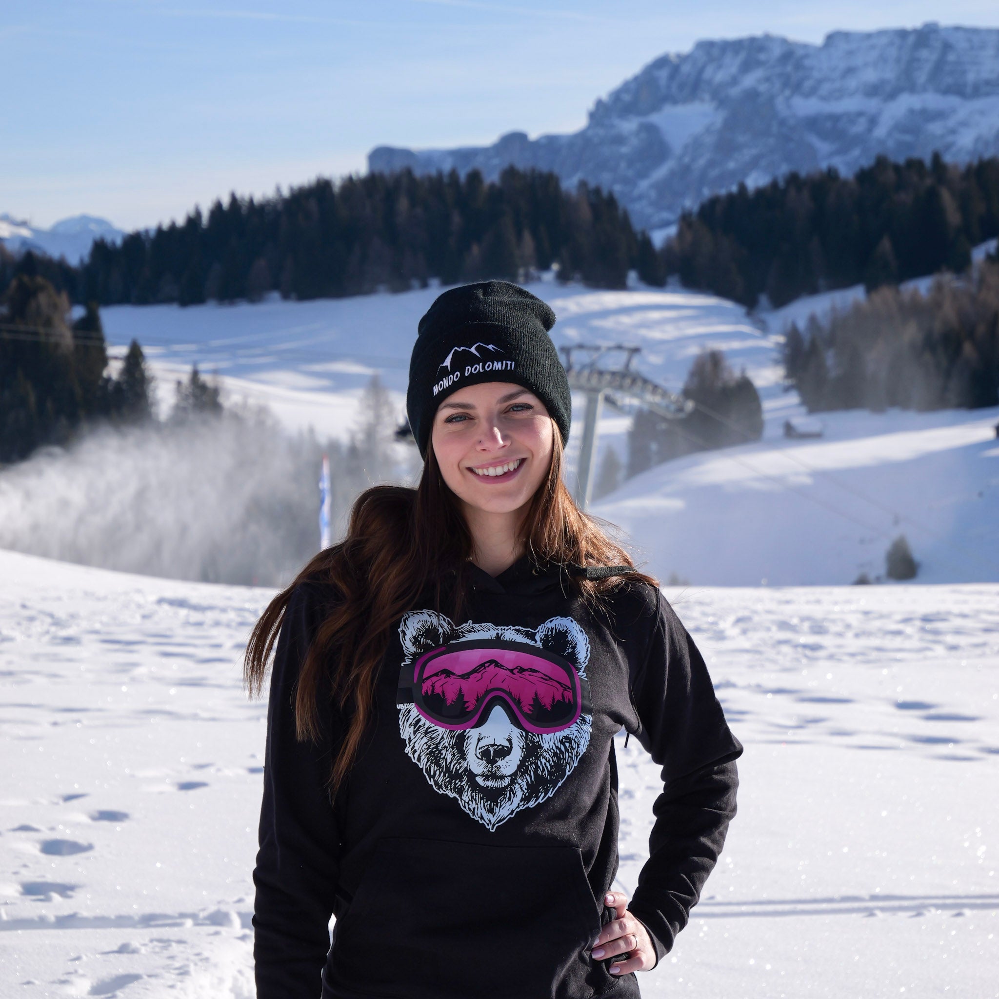 Orso con Occhiali da Sci - Felpa donna