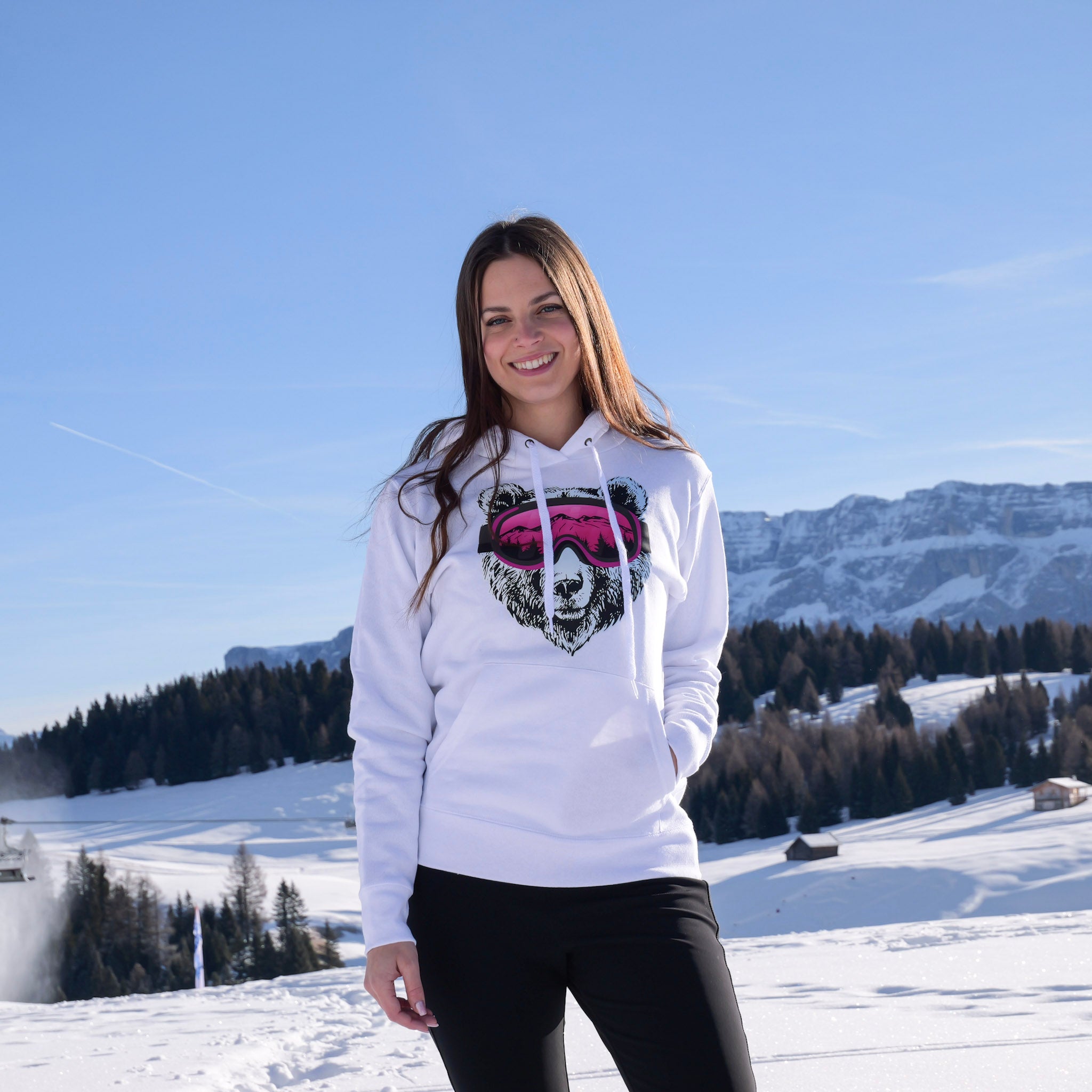 Orso con Occhiali da Sci - Felpa donna