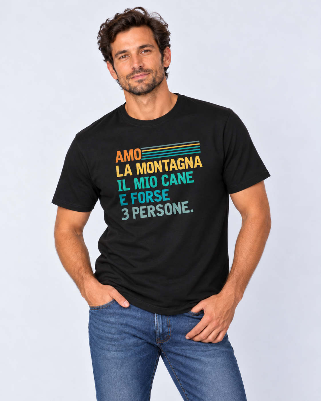 Amo la montagna e il mio cane - T-shirt Uomo in Cotone Biologico