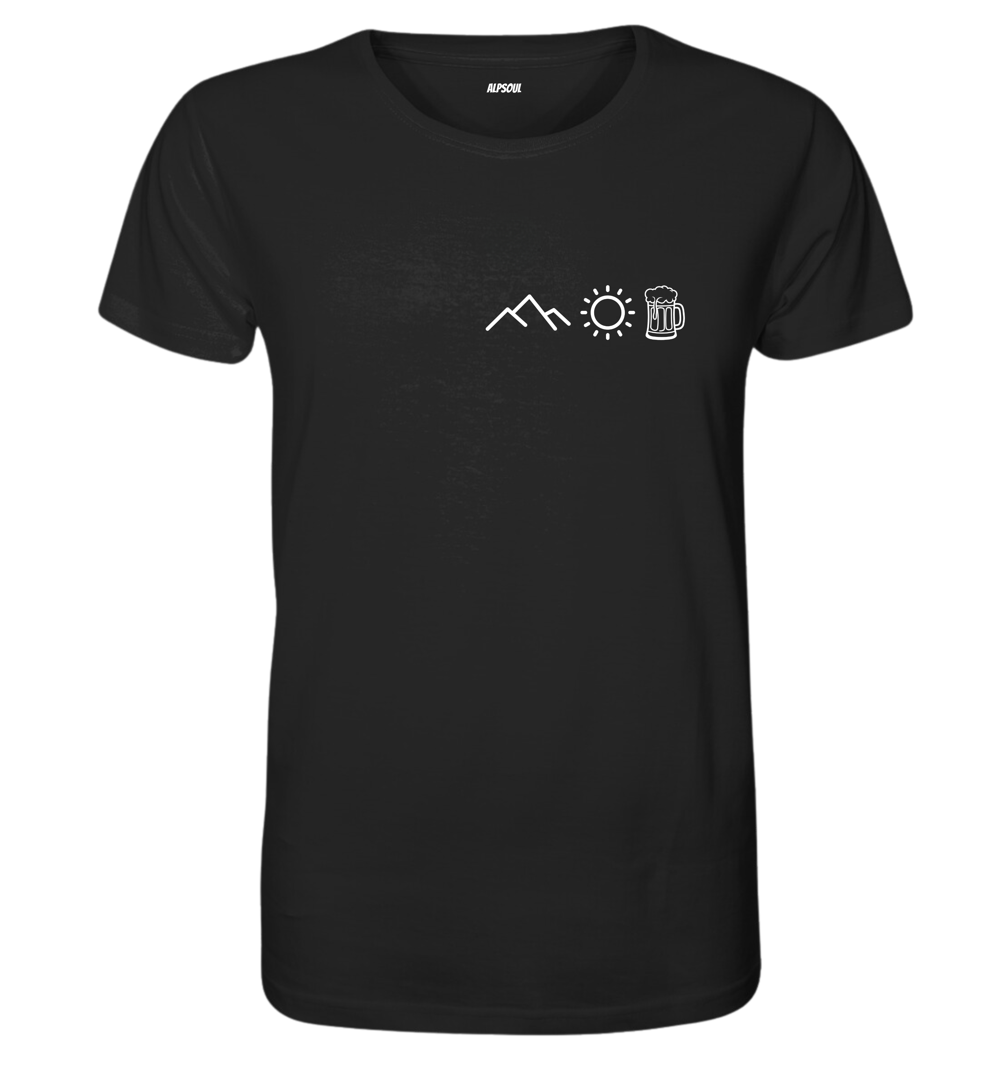 Mountain, Sun, Beer - T-shirt Uomo in Cotone Biologico
