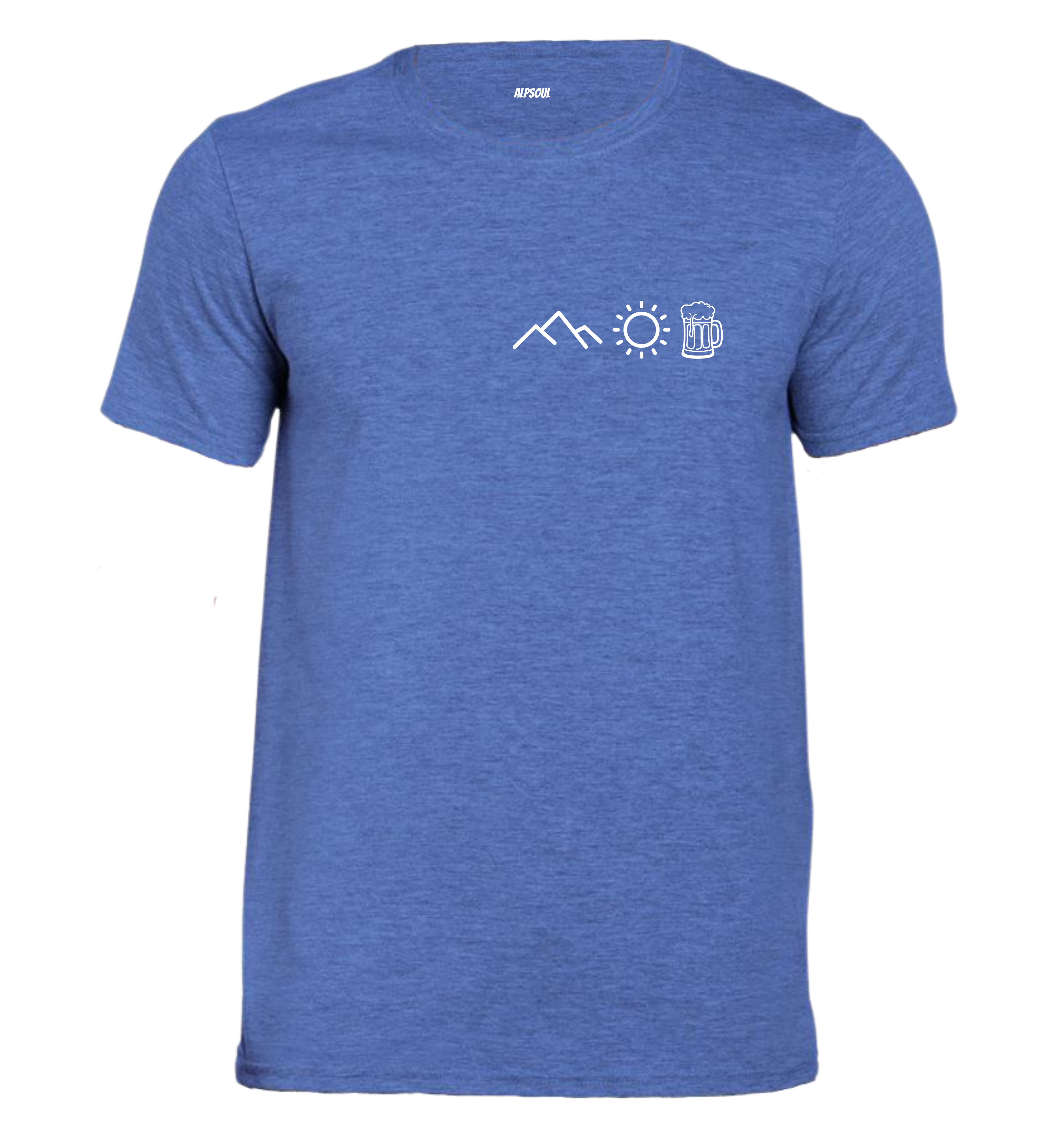 Mountain, Sun, Beer - T-shirt Uomo in Cotone Biologico