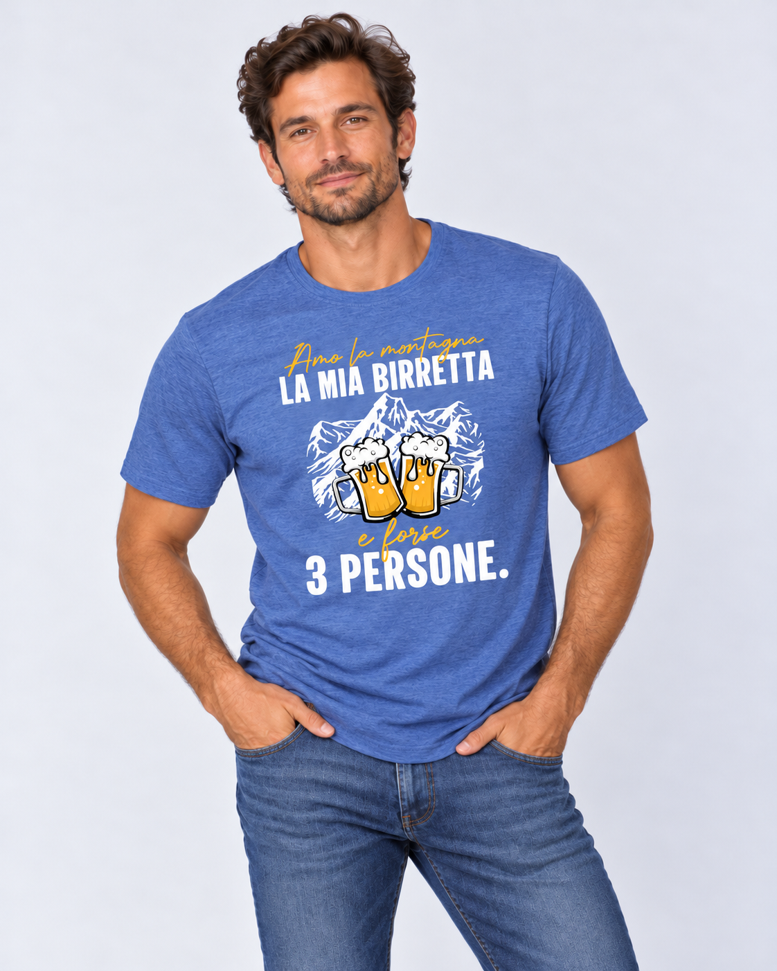 Amo la Montagna e la mia Birretta - T-shirt Uomo in Cotone Biologico