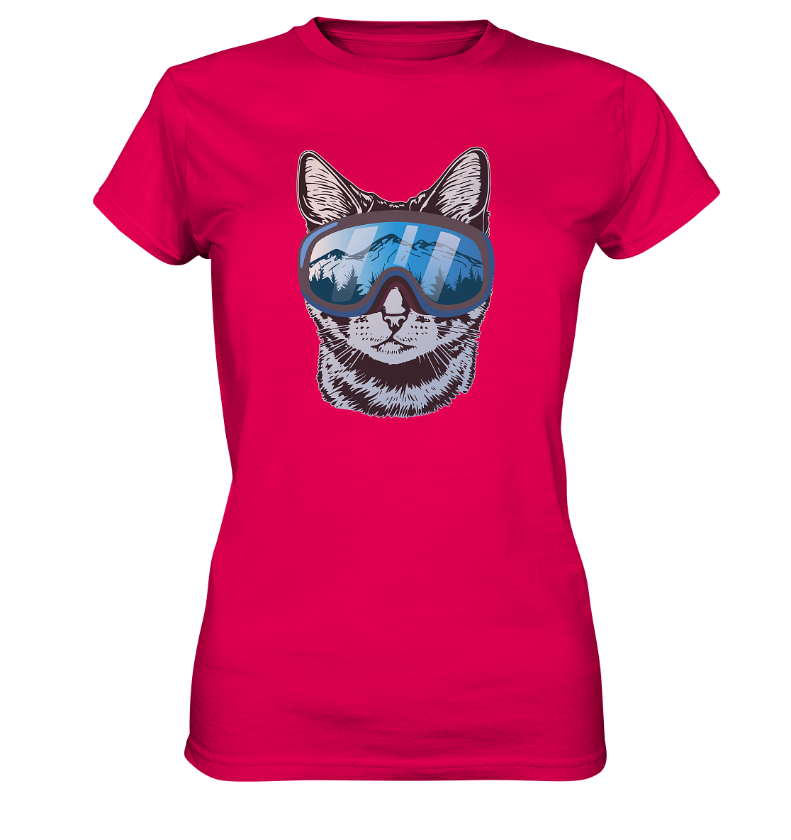 Gatto con Occhiali da Sci - Maglietta donna