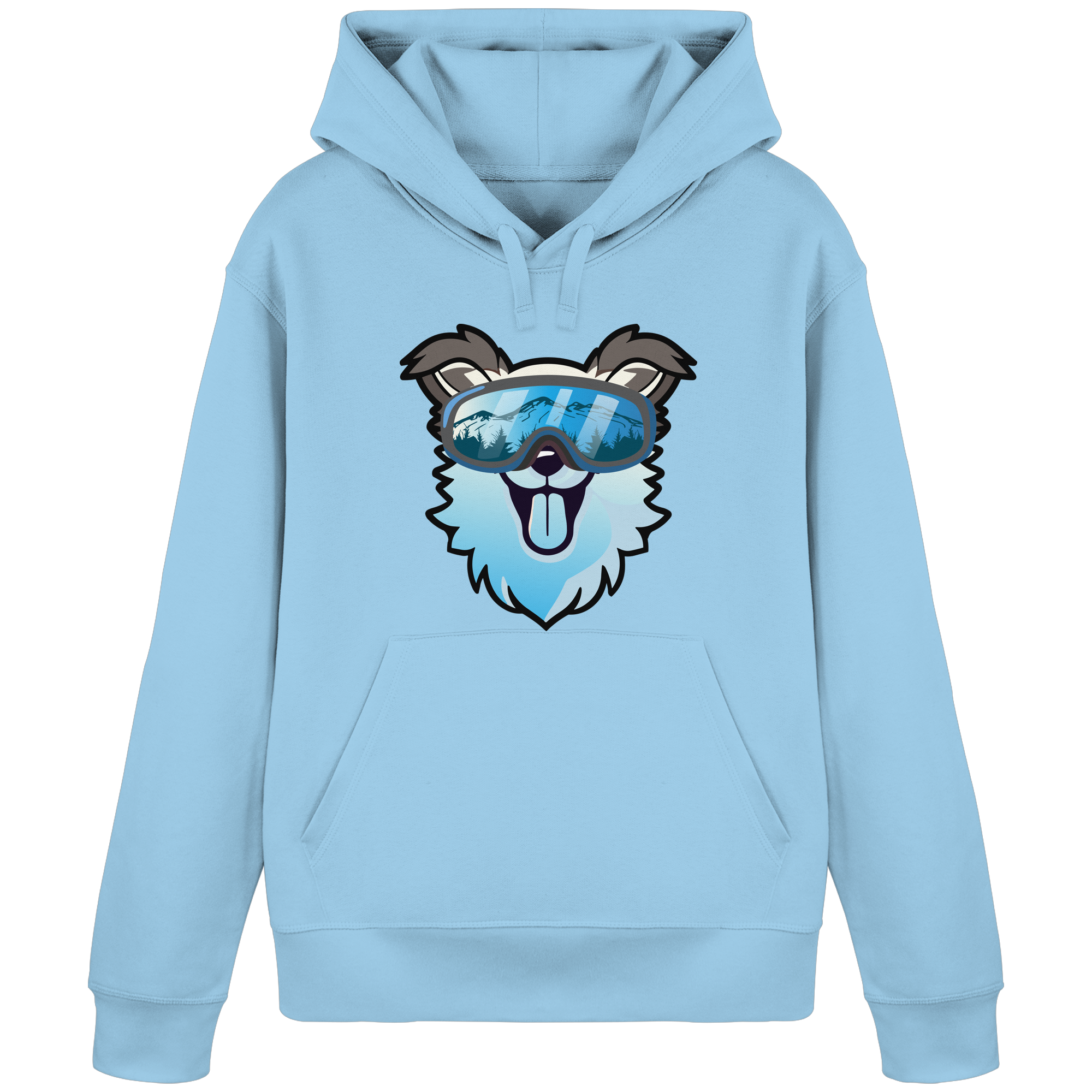 Hund mit Skibrille – Unisex-Sweatshirt aus Bio-Baumwolle