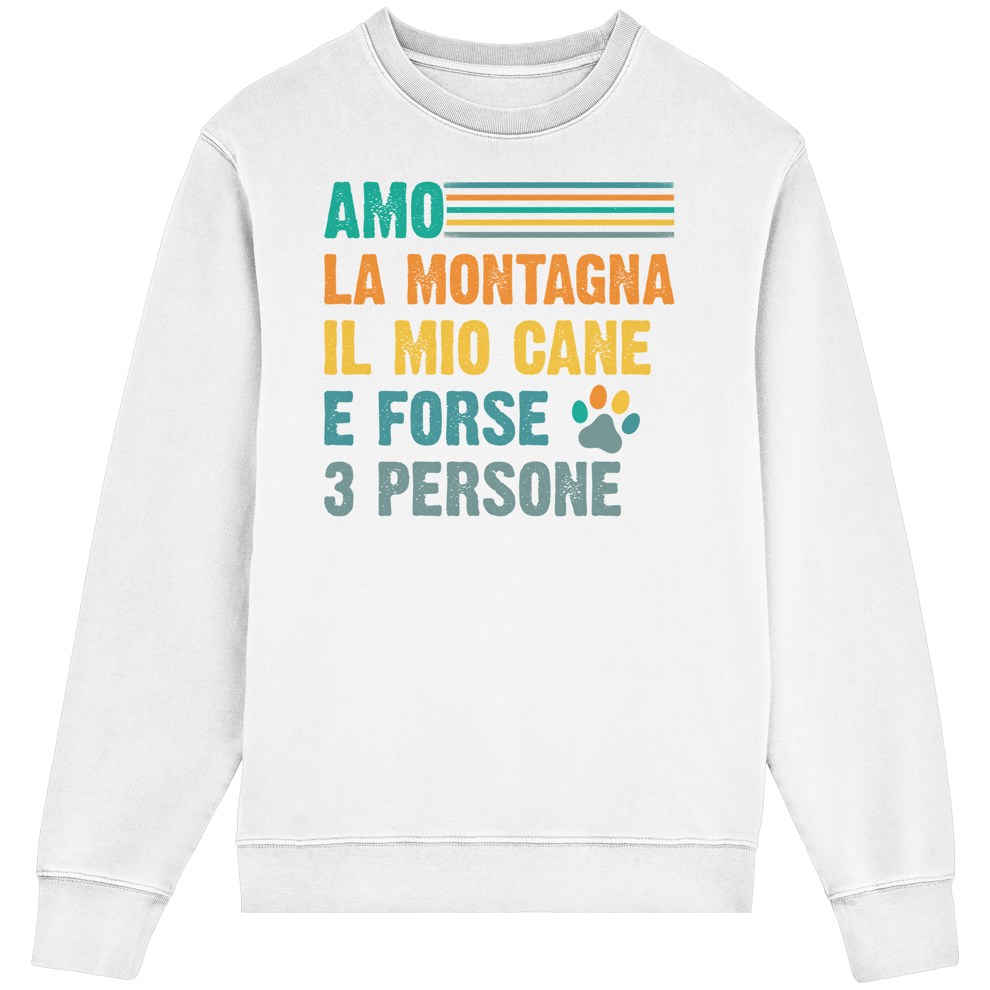 Ich liebe die Berge und meinen Hund mit Pfote - Unisex-Rundhalsausschnitt aus Bio-Baumwolle