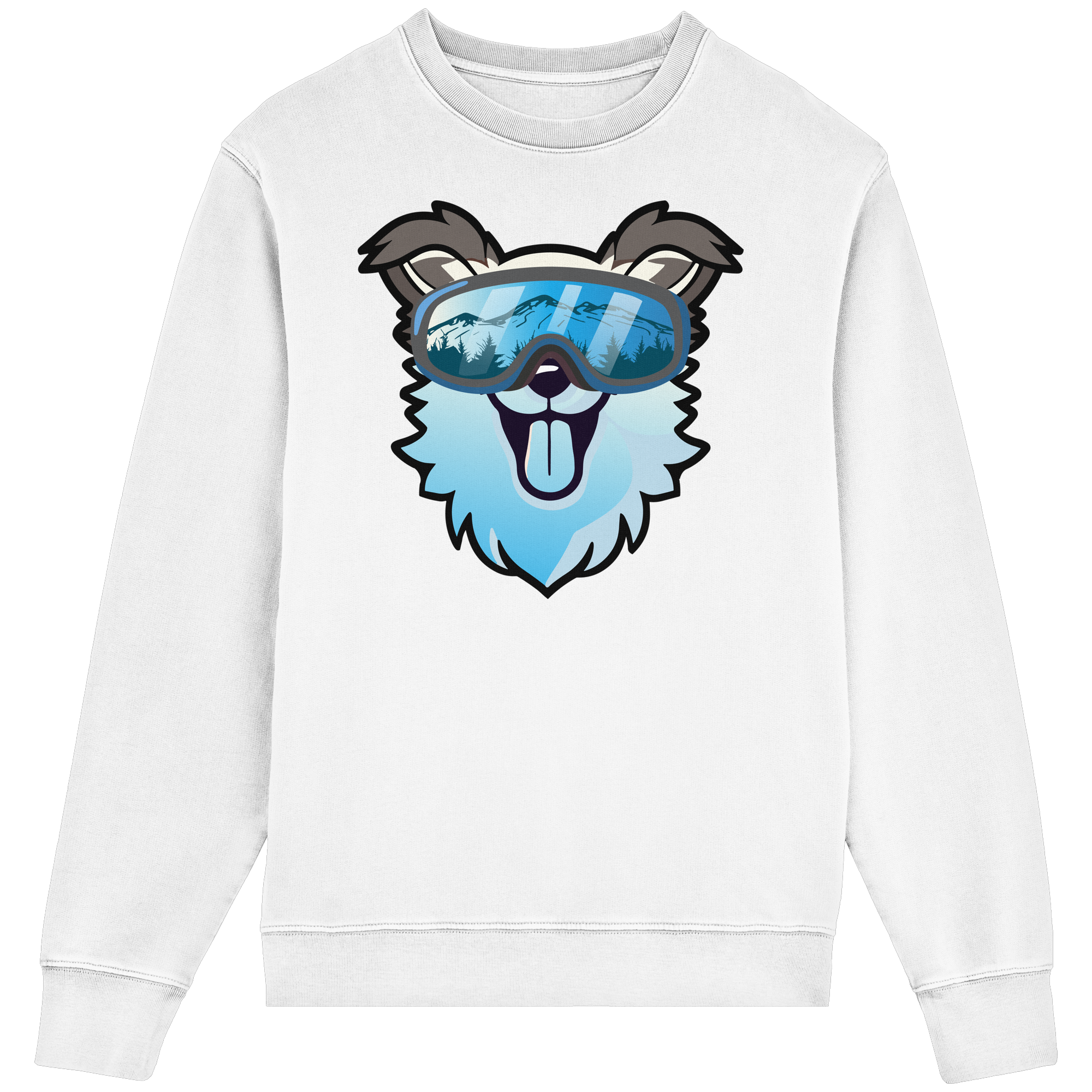 Hund mit Skibrille – Unisex-Rundhalsausschnitt aus Bio-Baumwolle
