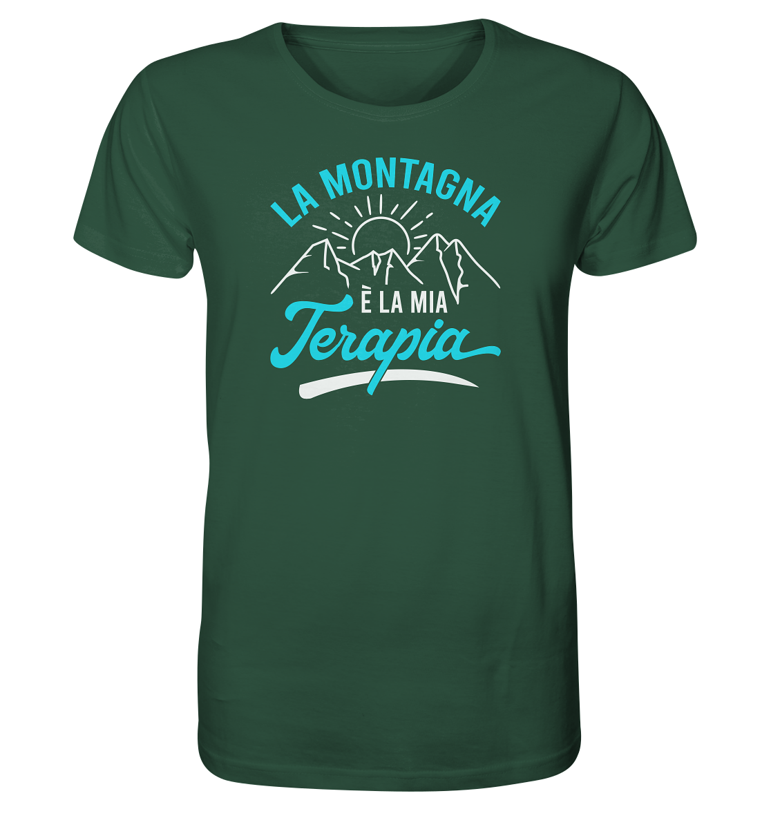 La montagna è la mia terapia - T-shirt Uomo in Cotone Biologico
