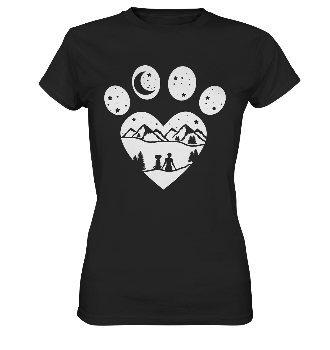 Heart with a dog paw - T-shirt Donna in Cotone Biologico