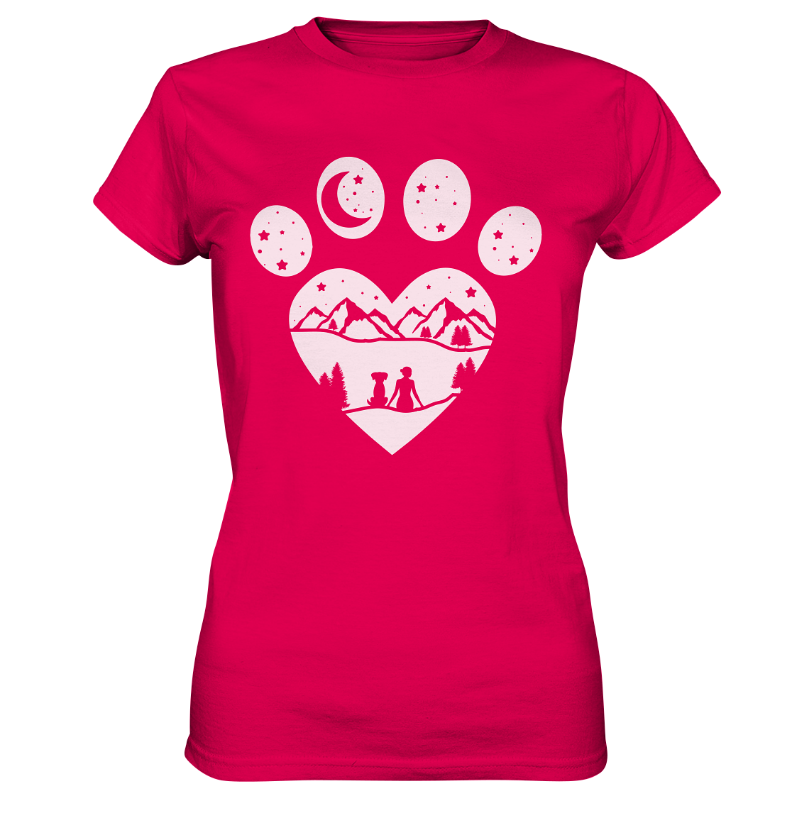Heart with a dog paw - T-shirt Donna in Cotone Biologico