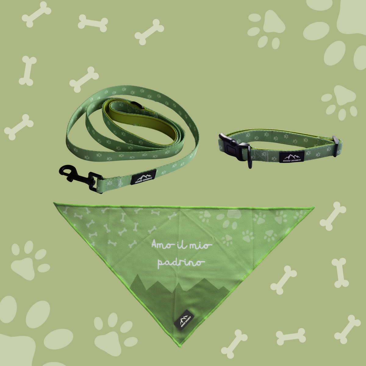 Guinzaglio + collare + bandana per cani
