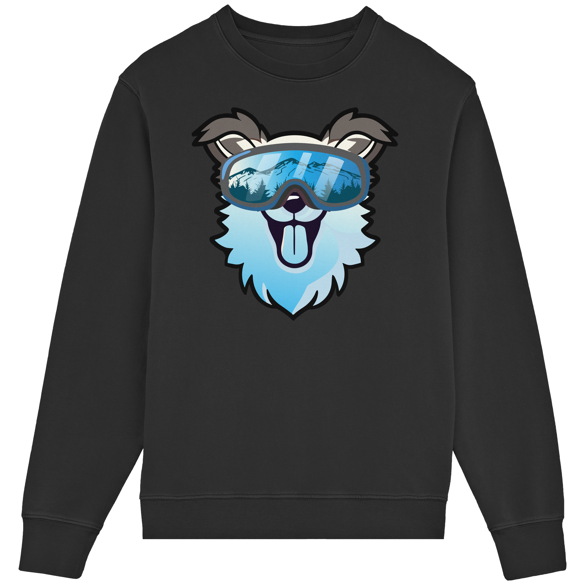 Hund mit Skibrille – Unisex-Rundhalsausschnitt aus Bio-Baumwolle