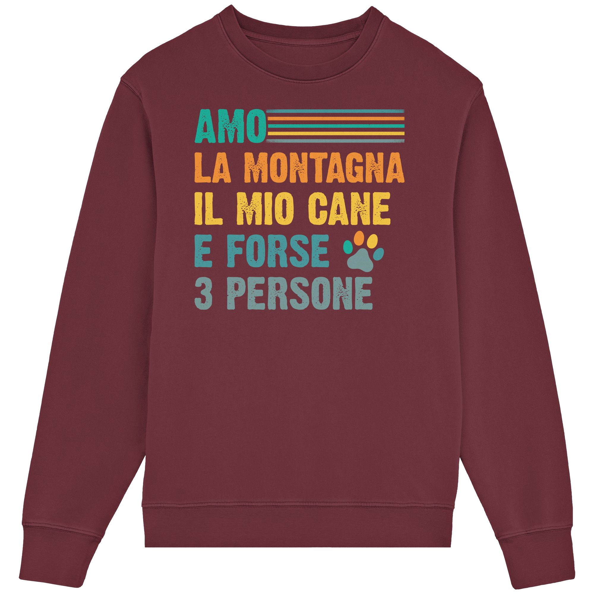 Amo la montagna e il mio cane con zampa - Crewneck unisex in cottone biologico