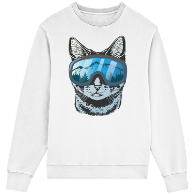 Katze mit Skibrille - Unisex-Rundhalsausschnitt aus Bio-Baumwolle