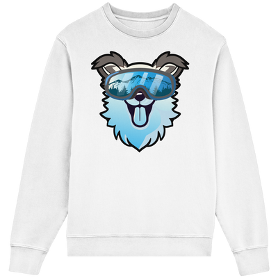 Hund mit Skibrille – Unisex-Rundhalsausschnitt aus Bio-Baumwolle